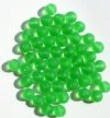 50 8mm Transparent Matte Light Green Round Glass Beads